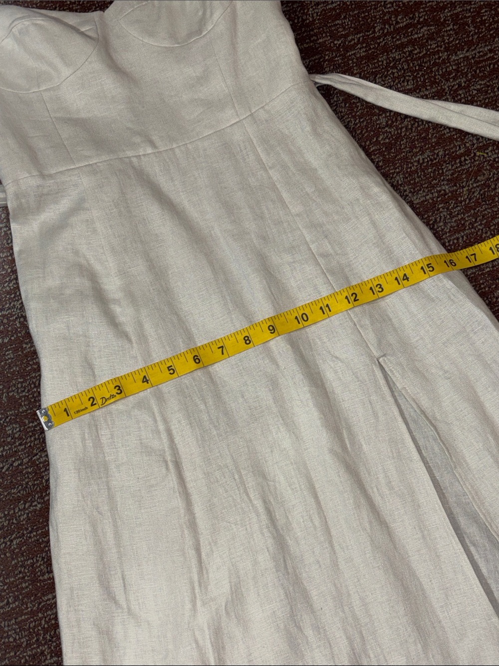 Reformation Jada linen midi dress cream tie waist high slit corset top open back - Picture 12 of 16
